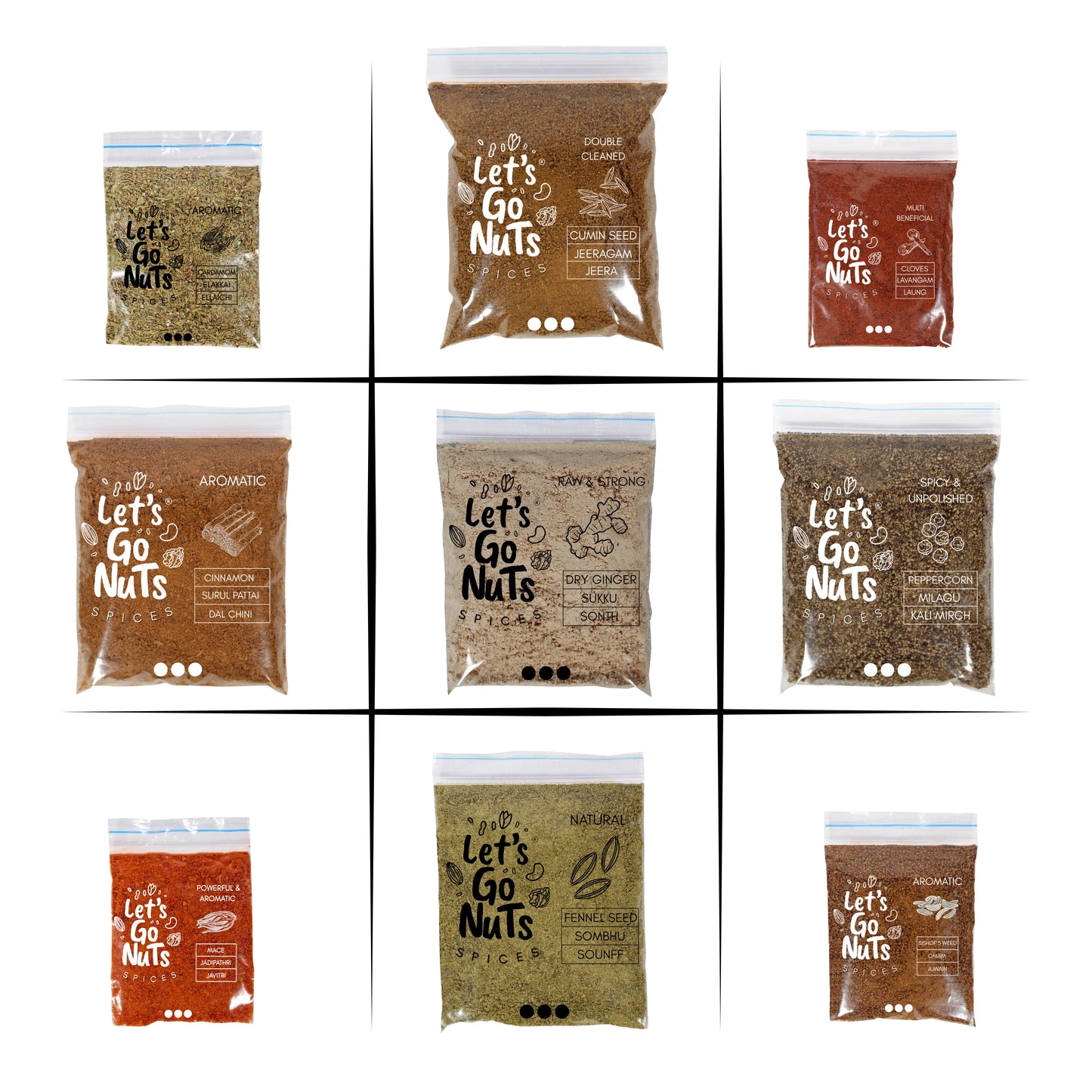 SET OF 09 AROMATIC POWDERED GARAM MASALA SPICES